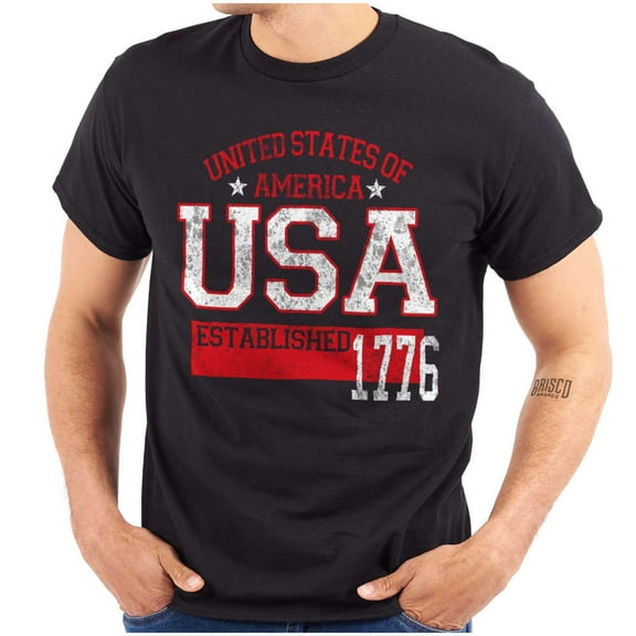 USA Est 1776 Patriotic Americana Men's Graphic T Shirt Tees Brisco Brands L