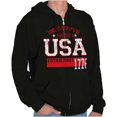 thumbnail image 1 of USA Est 1776 Patriotic Americana Unisex Fleece Graphic Zip Up Hoodie Brisco Brands 4X, 1 of 6