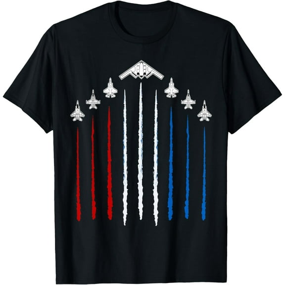 USA Fighter Jets 4th of July Men Women Funny Patriotic T-Shirt Tee
