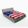 thumbnail image 1 of Ambesonne USA Fitted Sheet, Fourth of July Day National, Full Size, Navy Blue White and Red, 1 of 2