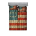 thumbnail image 1 of USA Fitted Sheet & Pillow Sham Set, Fourth of July Independence Day Painted Old Wooden Rustic Background Patriot, Decorative Printed 6 Piece Bedding Decor Set, King, Blue Red Pale Brown, by Ambesonne, 1 of 3