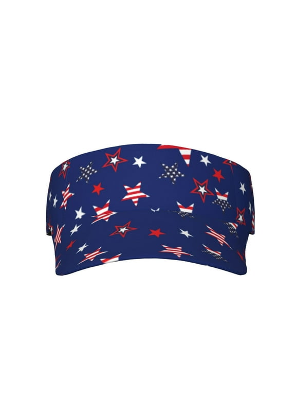 USA Flag 1 USA Flag and Stars Visor Hats for Women & men Adjustable Sun Protection Visors for Outdoor Golf Travel Unisex