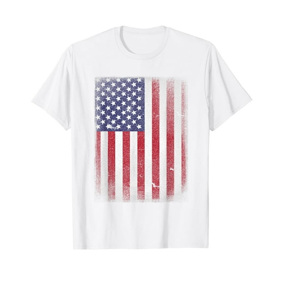 USA Flag 4th July American Red White Blue Star Stripes 4 Day White T-Shirt