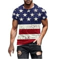 thumbnail image 1 of USA Flag 4th of July Independence Day American Flag Men Shirts Plus Size Summer Deals Crew Neck Big and Tall Pullover Blouse Shirts for Men, 1 of 5