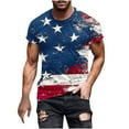 thumbnail image 1 of USA Flag 4th of July Independence Day American Flag Men Shirts Plus Size Summer Deals Crew Neck Big and Tall Pullover Blouse Shirts for Men, 1 of 5