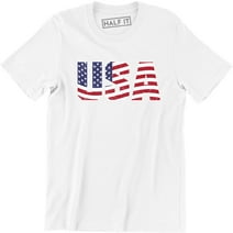 PMUYBHF Male M Mens V Neck Undershirts White July 4 Men's Flag Shirt ...