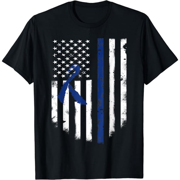 USA Flag ALS Awareness T-Shirt May Month Blue Ribbon Tee