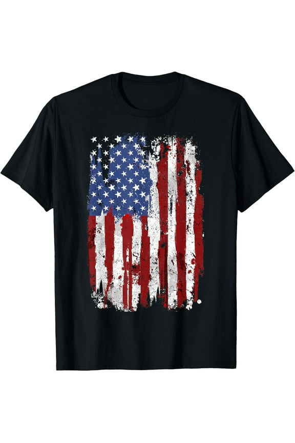 USA Flag American Flag United States of America 4th of July T-ShirtMen and women can wear, black T-shirts, gifts. Age: M,L,XL 2XL, 3XL, 1183XL