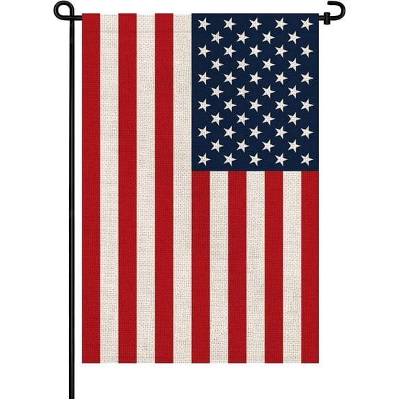 USA Flag American Garden Flags 12x18 Double-Sided Small Burlap Yard Flag Decorations for Outdoors(USA)