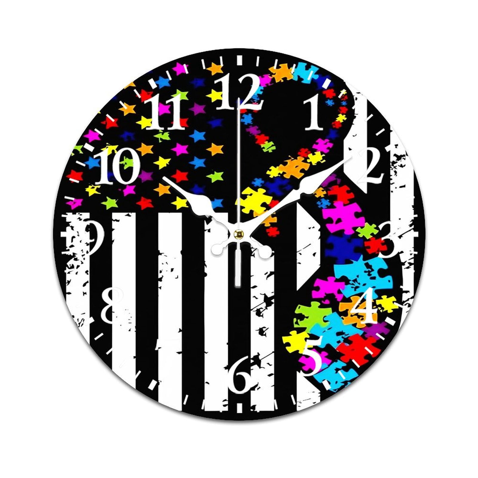 USA Flag Autism Wall Clock Modern Design Clocks Wall Hanging Home ...