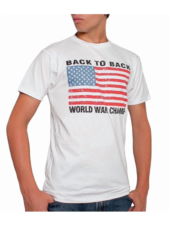 SA Flag Back to Back World War Champs Men's T-Shirt White 4th Of July 3X-Large