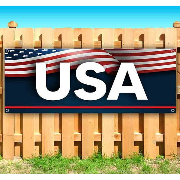USA Flag Background 13 Oz Heavy Duty Vinyl Banner Sign With Metal Grommets, Flag (Many Sizes Available)