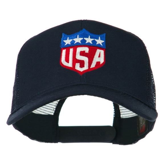 USA Flag Badge Embroidered Mesh Back Cap - Navy OSFM