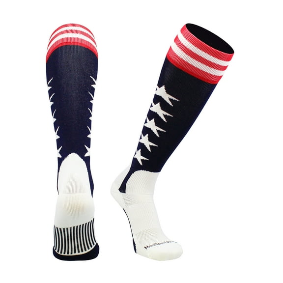 USA Flag Baseball Stirrup Socks (Navy/Red/White, Large)