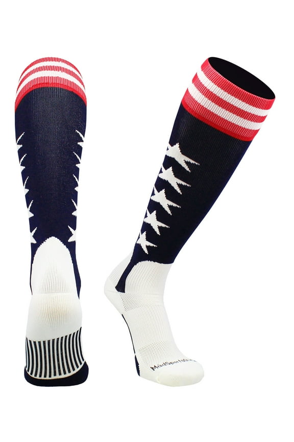 USA Flag Baseball Stirrup Socks (Navy/Red/White, Small)