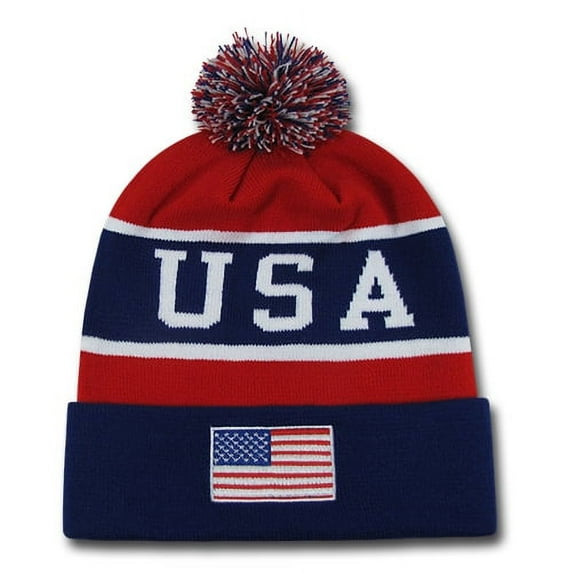 USA Flag Beanies American Team Colors Winter Olympics Patriotic