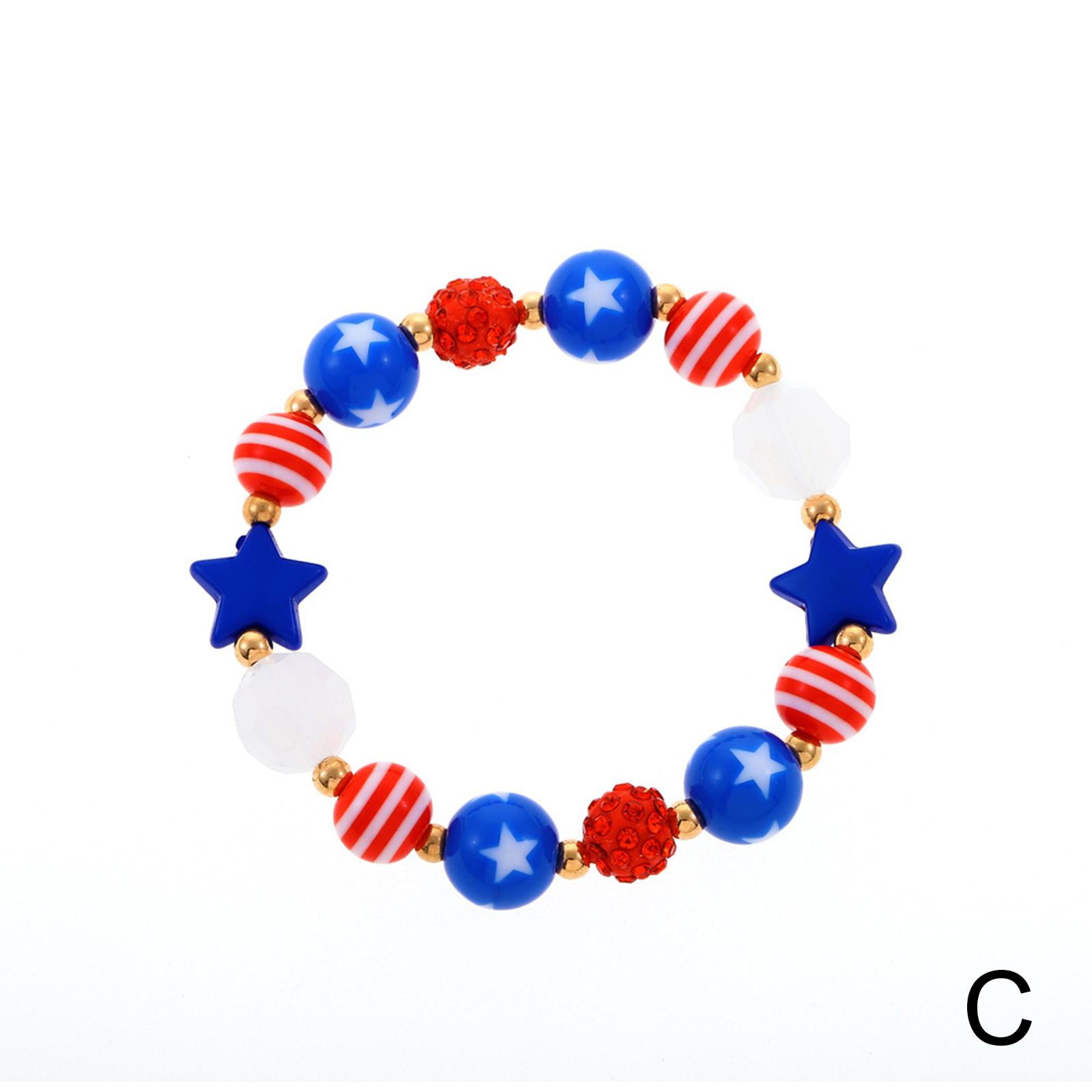 Buy American Flag Bracelet Patriotic Bracelet for Women Girls Red White  Blue Beaded Stretch Bracelet 4th of July Star Heart Star Charm Bracelet  Jewelry Gift, Resin, Rhinestone at Amazon.in