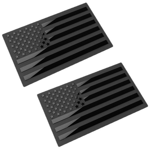 USA Flag Car Stickers Pair, Durable Vinyl Decals for Vehicles, Laptops, Windows, Easy Application, Weather-Resistant Patriotic Decoration in Black