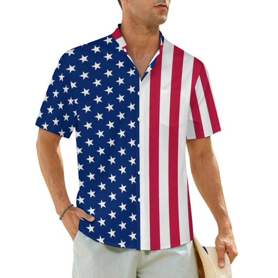 USA Flag Casual Shirt Patriotic American Elegant Hawaiian Shirts Men Short Sleeve Vacation