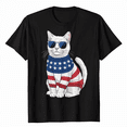 thumbnail image 1 of USA Flag Cat Shirt 4th of July American Independence Day Tee, 1 of 5