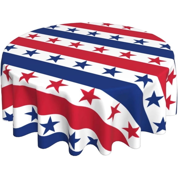 USA Flag Checkered Tablecloth Round 60”x60” Stars Patriotic Table Cloths for Parties Waterproof Fabric Protector for July 4th Independence Day Small Tablecloths Decor for Party Holiday Home