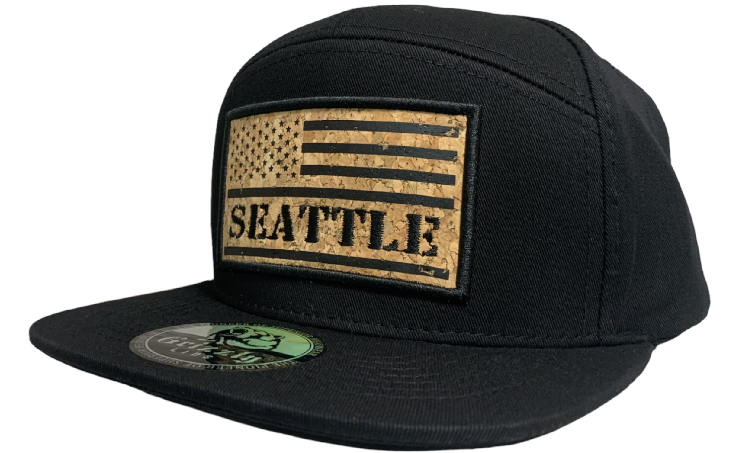 USA Flag City Name Cork Snapback 6 Panel Adjustable Snap Fit Hat