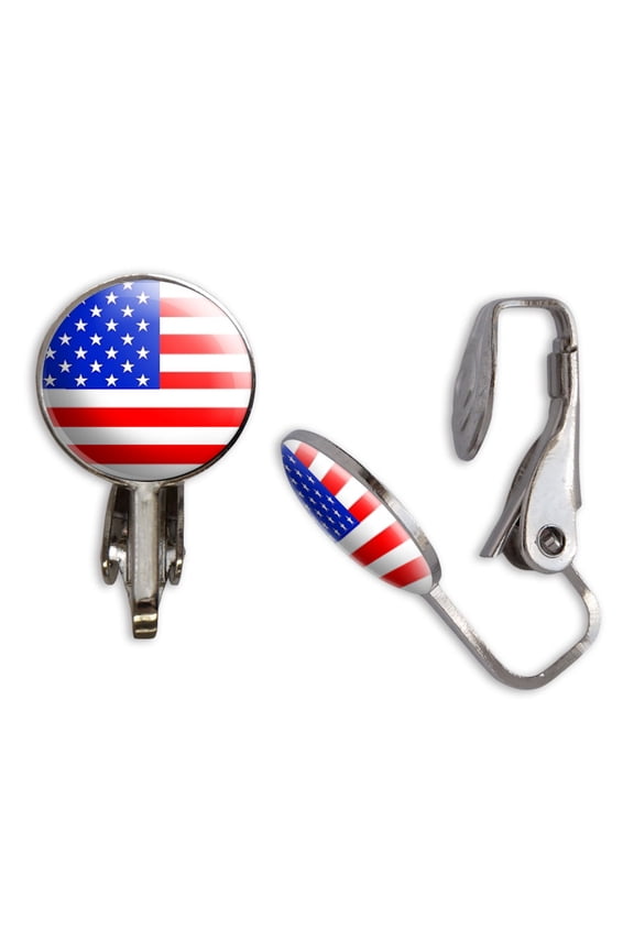 USA Flag Clip-On Stud Earrings
