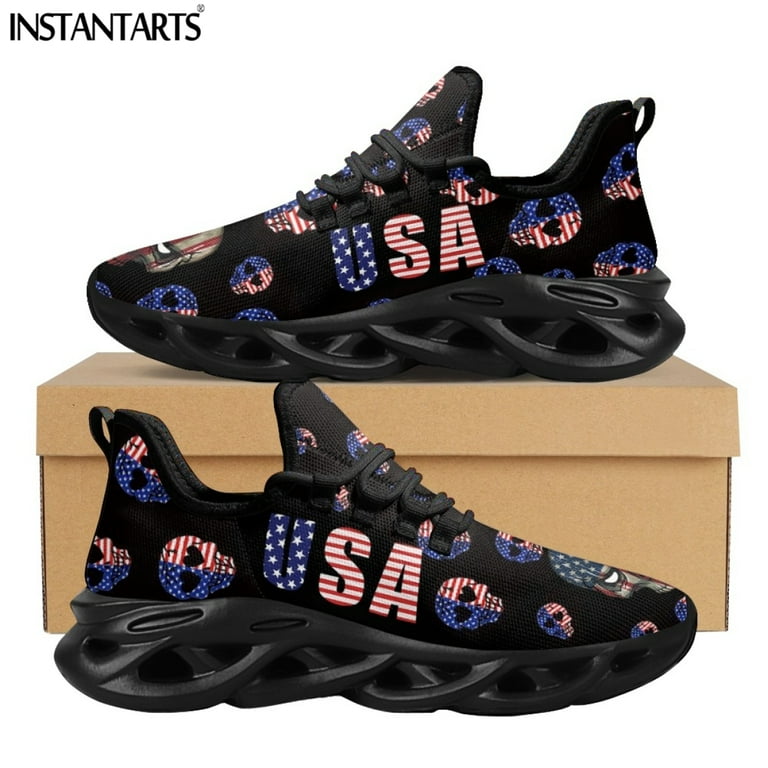 USA Flag Design Female Casual Sneakers Breathable Lace-up Walking