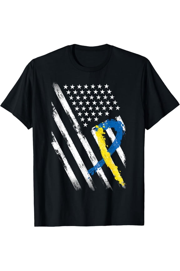 USA Flag Down Syndrome Awareness Shirt Dad Mom Down Syndrome T-Shirt