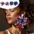 thumbnail image 1 of USA Flag Earrings 4th Of July Patriotics Red White Blue Glitter Star Plastic Hoop Earrings For Women Independence Day Party Accessories Gift Outdoor Indoor Garden Home Decoration, 1 of 7
