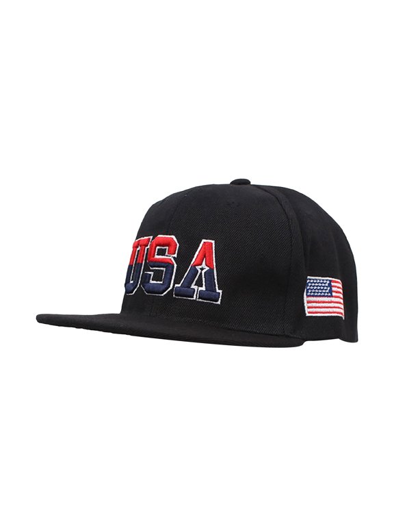 USA Flag Embroidered Flat Brim Baseball Cap, Unisex Hip‑Hop Snapback Sun Hat For Street Dancing Casual Wear
