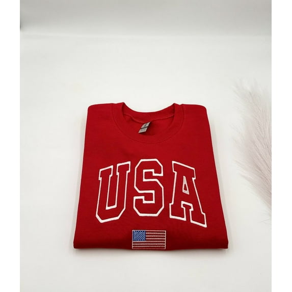 USA Flag Embroidered Sweatshirt