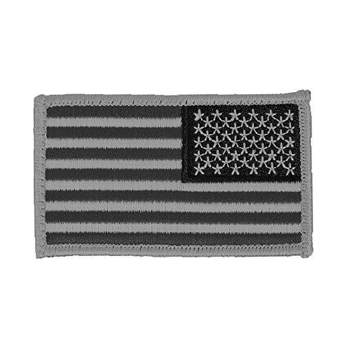 Elite Survival Systems US Flag Patches, Reverse Orientation, 3.5in x 2in, Black/Gray