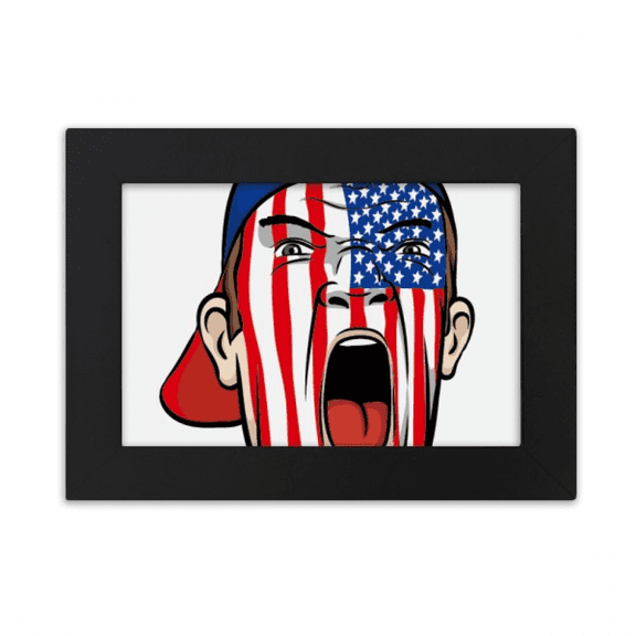 USA Flag Facial Painting Makeup Cap Desktop Photo Frame Ornaments Picture Art Painting