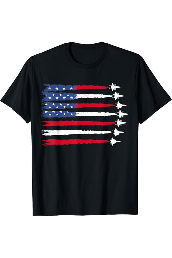 USA Flag Fighter Jets T-Shirt