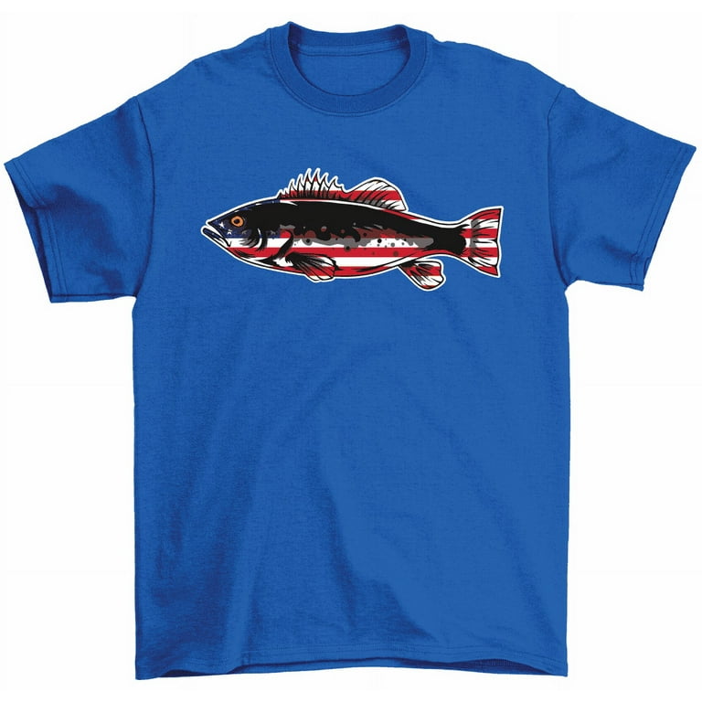 USA Flag Fish T-Shirt Fisherman Fishing Gift Patriotic American Flag Fish  Tee 