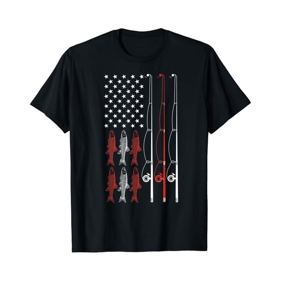 USA Flag Fishing Shirt Dad Grandpa Gift Vintage Fishing Dad T-Shirt