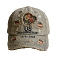 thumbnail image 1 of USA Flag Floral Embroidered Denim Baseball Cap 250th Anniversary of United States 1776- Retro Distressed Adjustable Hat D, 1 of 2