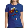thumbnail image 1 of USA Flag Flowers Graphic Tees for Women - Red White Blue America 4th of July Shirt, 1 of 2