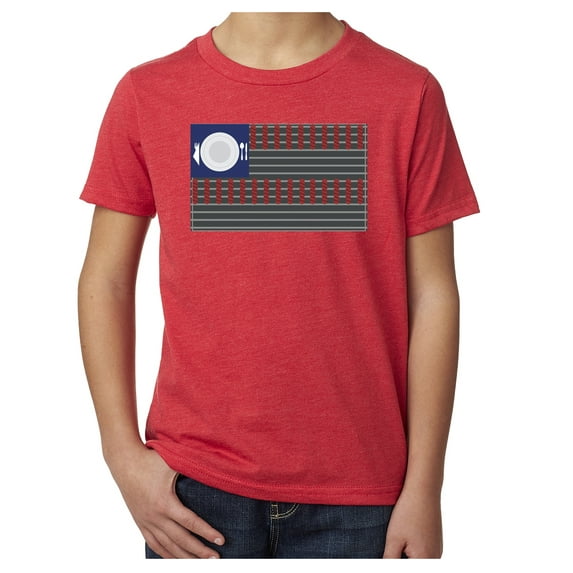 USA Flag Grill T-shirt, Kids 4th of July Shirts, Youth Graphic T-shirts - Red MH200YPATRIOT S10 L