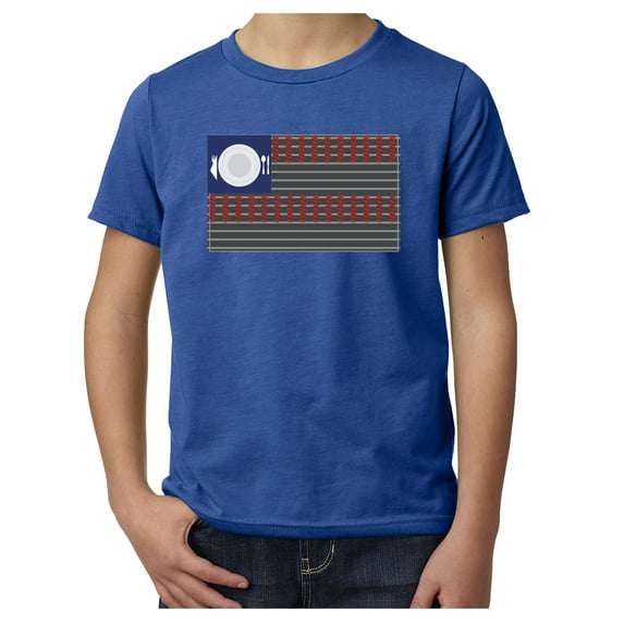 USA Flag Grill T-shirt, Kids 4th of July Shirts, Youth Graphic T-shirts - Royal MH200YPATRIOT S10 S