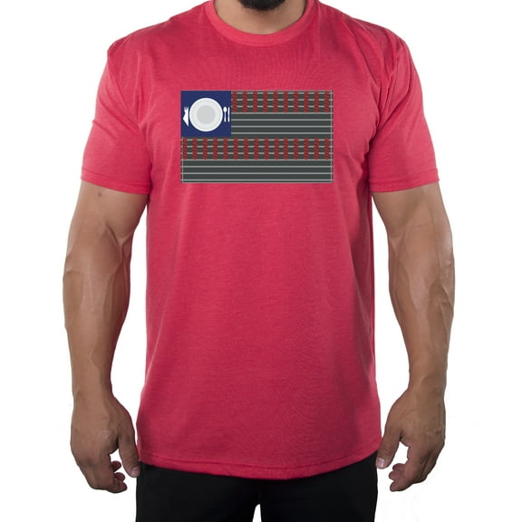 USA Flag Grill T-shirt, Men's 4th of July Shirts, Graphic Tees for Men - Heather Red MH200PATRIOT S10 2XL