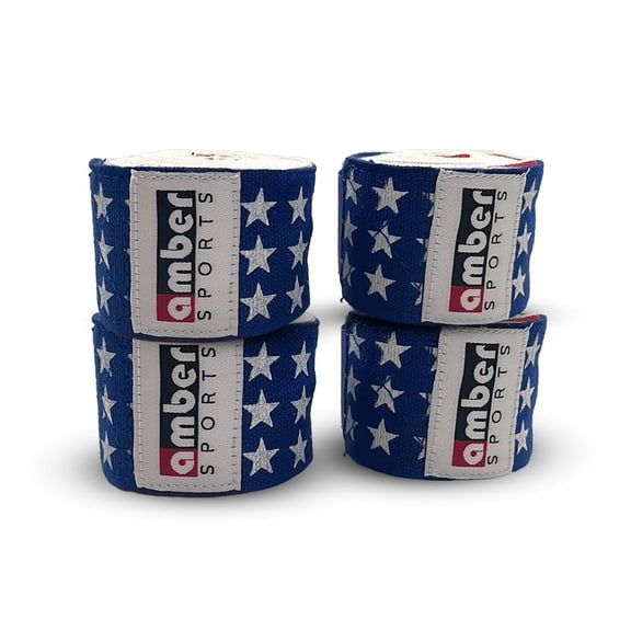 USA Flag Handwraps, 180 inch Breathable Polyester Boxing Wraps for MMA, Kickboxing, Muay Thai, Training, Wrist & Knuckle Support, Machine Washable, Sold as a Pair (10)