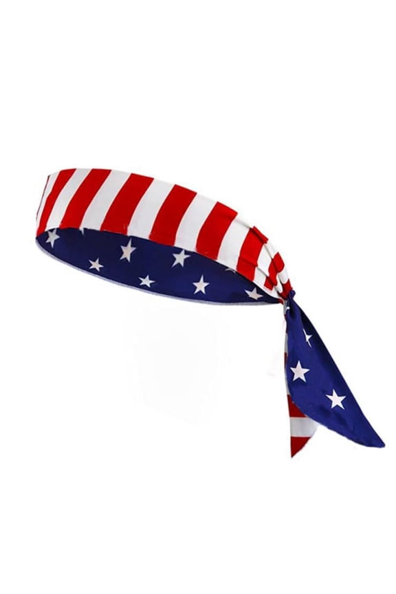 USA Flag Headband Sports Tie Headband Bandana Running Athletic Sweat Band Elastic Adjustable Sport Head Tie for Men Women Head Ties F One Size