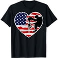 thumbnail image 1 of USA Flag Heart American Patriotic Armed Forces Memorial Day T-Shirt, 1 of 5