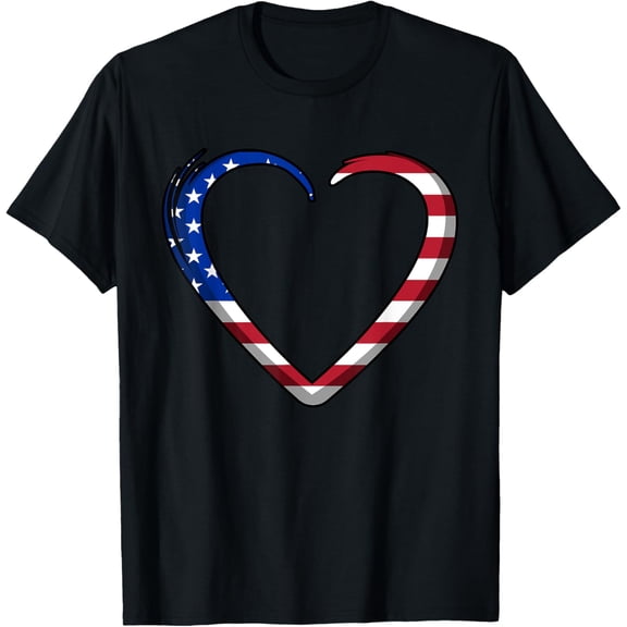 USA Flag Heart Memorial Day Veteran Graphic T-Shirt