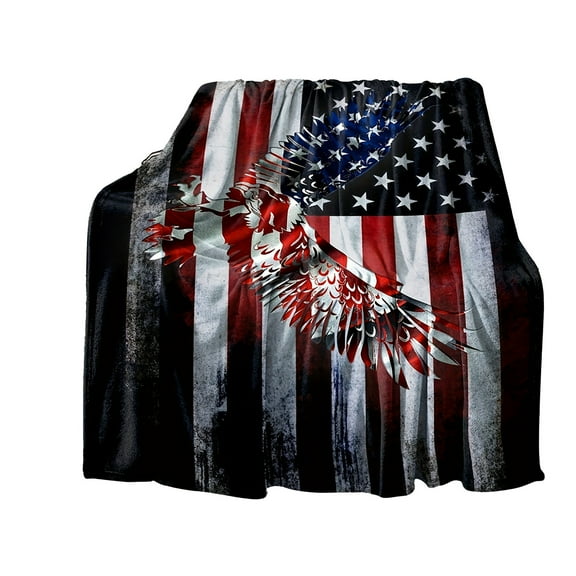USA Flag Independence Day Blanket 27.56x39.37in | Lightweight Flannel Sofa Throw | Patriotic Camping Bed Blanket for Outdoor/Travel/Gifts (0.57lb)​