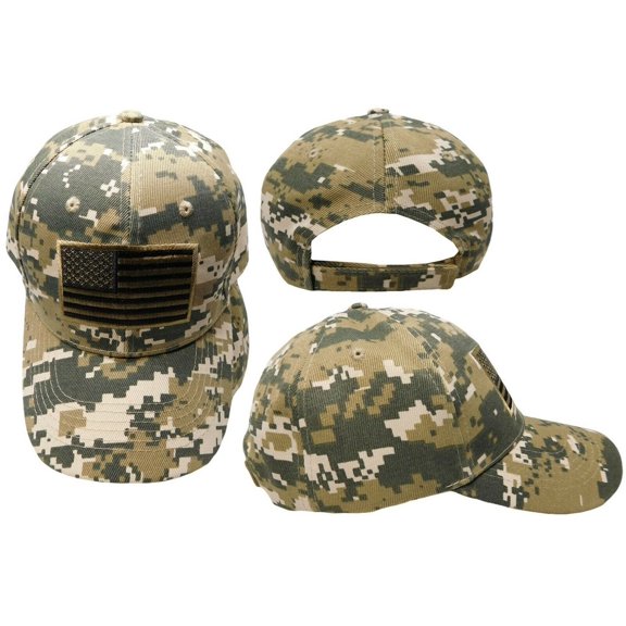 USA Flag Khaki Black Patch ACU Digital Camouflage Embroidered TACTICAL Hat Cap