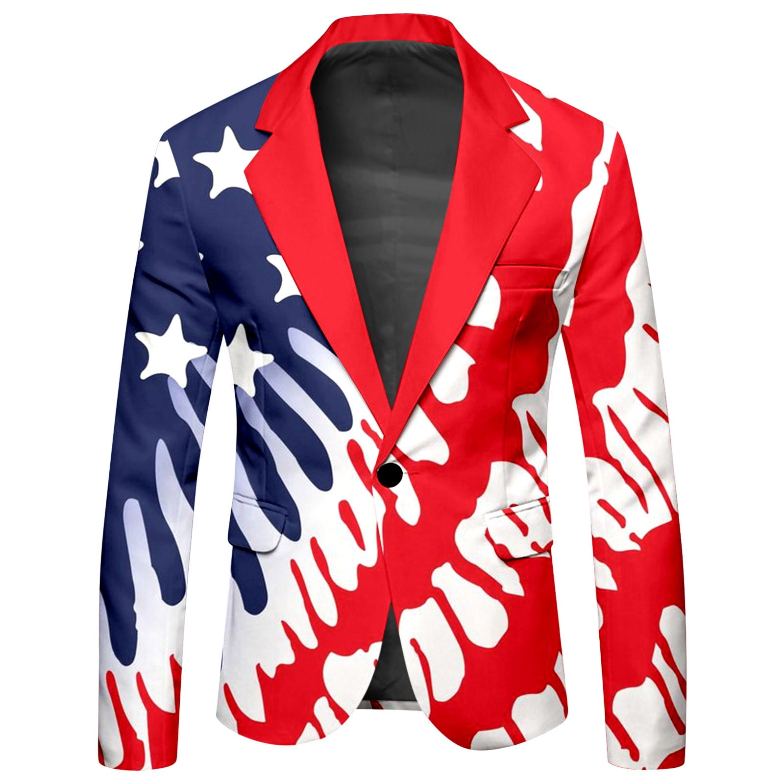 USA Flag Male Independence Day Long Sleeve Jacket With Printed Buttons ...