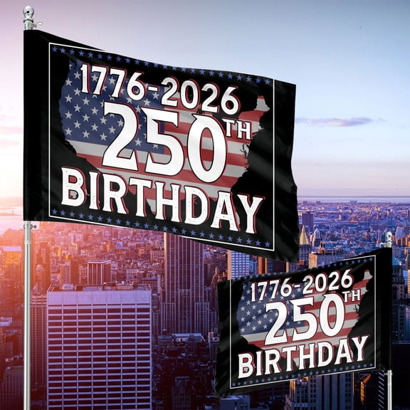 USA Flag Map 1776-2026 250th Birthday Flag, Patriotic Independence Day 4th of July Wall, House or Garden Flag
